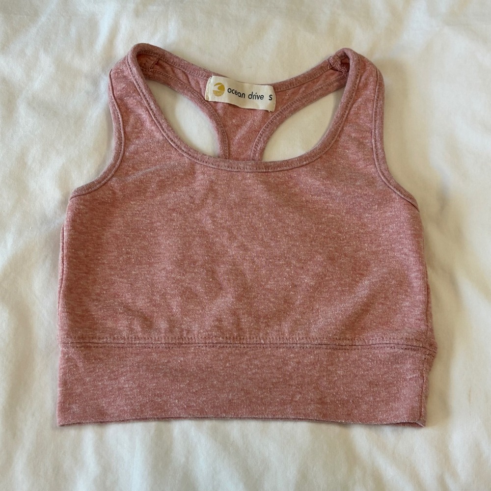 Ocean Drive Athletic Racerback Crop Top‎ Heathered Rose Pink Size S